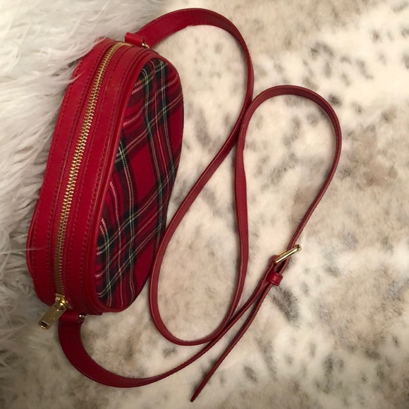 Talbots red plaid Leather and fabric crossbody bag - Picture 4 of 8